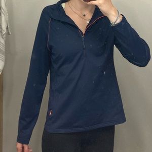 mammut quarter zip - navy with orange stitching
